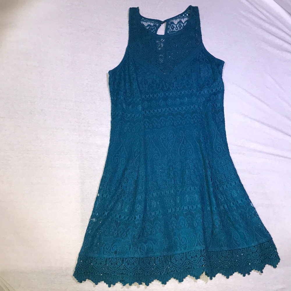 Teal lace dress